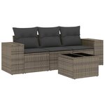 vidaXL Salon de jardin 4 Pièces avec coussins gris résine tressée