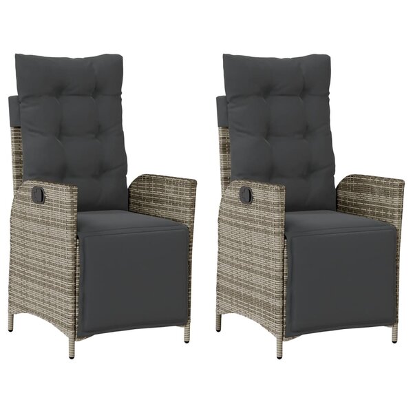 vidaXL Chaises inclinables de jardin lot de 2 et repose-pied rotin