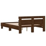 vidaXL Cadre de lit avec LED sans matelas chêne marron 135x190 cm