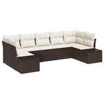 vidaXL Set de Canapé de Jardin 7 pièces avec Coussins Marron en Rattan Poly