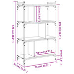 vidaXL Bibliothèque 4 niveaux chêne fumé 76x32x123cm bois d'ingénierie