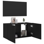 vidaXL Meuble TV mural avec lumières LED noir 80x35x41 cm