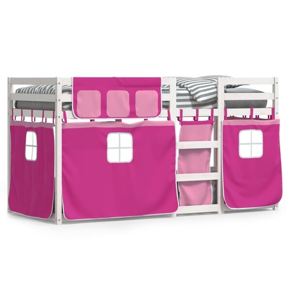 vidaXL Lit superposé avec rideaux rose 80x200 cm bois pin massif
