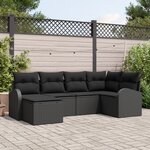 vidaXL Ensemble de Canapé de Jardin 6 pièces avec Coussins Noir Poly Rotin