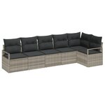 Ensemble de 6 pièces de canapé de jardin avec coussins gris clair en poly rattan