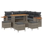 Ensemble de canapé de jardin 9 pièces avec coussins gris en poly rotin