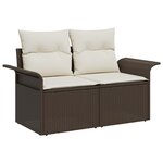 vidaXL Ensemble de canapé de jardin 10 pièces avec coussins en rotin poly marron