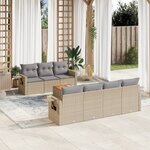 vidaXL Salon de jardin avec coussins 8 Pièces beige résine tressée