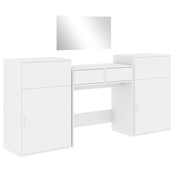 vidaXL Ensemble de coiffeuse 4 Pièces blanc bois d'ingénierie