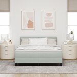Lit box spring vidaXL avec matelas et lumière LED Gris clair 160x200 cm Velours