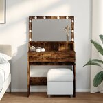 vidaXL Coiffeuse avec LED chêne fumé 80x41x134 5 cm