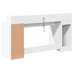 Bureau table poste de travail meuble d'ordinateur informatique étude avec lumières LED 160 x 55 x 91 cm bois d'ingénierie blanc 02_0023408