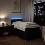 vidaXL Sommier à lattes de lit avec matelas Noir 100x200 cm Tissu