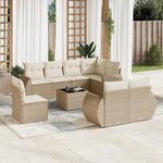 vidaXL Salon de jardin avec coussins 9 Pièces beige résine tressée