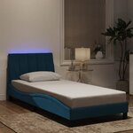 vidaXL Cadre de lit avec LED sans matelas bleu 80x200 cm velours