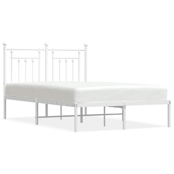 vidaXL Cadre de lit métal sans matelas et tête de lit blanc 135x190 cm