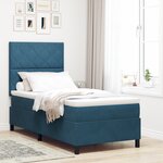 Lit tapissier vidaXL avec matelas bleu foncé simple en velours