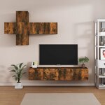 vidaXL Ensemble de meubles TV 7 Pièces Chêne fumé Bois d'ingénierie