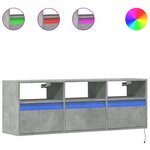 vidaXL Meuble TV mural avec lumières LED gris béton 130x31x45 cm
