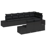 vidaXL Ensemble de canapé de jardin 8 pièces avec coussins noir en poly rotin