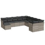 vidaXL Salon de jardin 11 Pièces avec coussins gris clair résine tressée