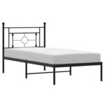 vidaXL Cadre de lit métal avec tête de lit noir 100x190 cm