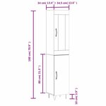 vidaXL Buffet haut Sonoma gris 34 5x34x180 cm Bois d'ingénierie