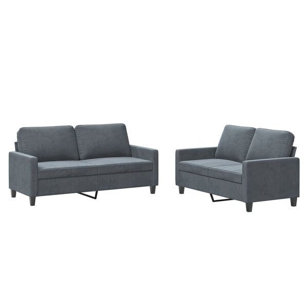 vidaXL Ensemble de canapés 2 Pièces avec coussins Gris foncé Velours