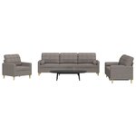 vidaXL Ensemble de canapés 3 Pièces avec coussins décoratifs taupe tissu