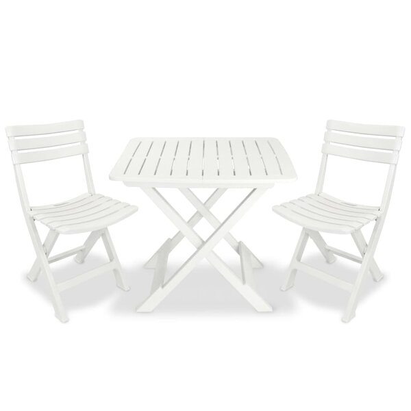 Ensemble de bistro jardin meuble extérieur terrasse pliable 3 pièces plastique blanc 02_0013545