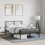 vidaXL Cadre de lit métal sans matelas avec tête de lit noir 120x200cm
