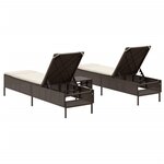 vidaXL Ensemble de chaises longues et coussins 3 Pièces marron poly rotin