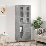 vidaXL Buffet haut Gris béton 69 5x34x180 cm Bois d'ingénierie