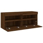 vidaXL Meuble TV mural avec lumières LED chêne marron 100x30x40 cm