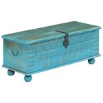 vidaXL Coffre de rangement Bois de manguier massif 100x40x41 cm Bleu