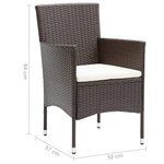 vidaXL Chaises à manger de jardin lot de 2 Résine tressée Marron