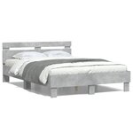 vidaXL Cadre de lit avec tête de lit gris béton 120x190 cm