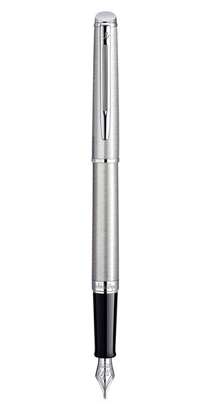 Waterman hemisphere stylo plume  acier inoxydable  plume fine  encre bleue  coffret cadeau