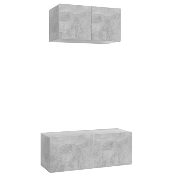 vidaXL Ensemble de meubles TV 2 Pièces Gris béton Bois d'ingénierie