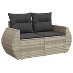 vidaXL Salon de jardin avec coussins 10 Pièces gris clair résine tressée