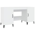 Bureau table poste de travail meuble d'ordinateur informatique étude brillant 140 x 50 x 75 cm bois d'ingénierie blanc 02_0023541