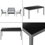 Salon de jardin de 4 meubles gagra acier PVC polyester noir gris clair 03_0008232