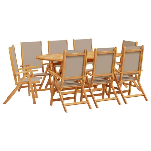 vidaXL Ensemble à manger de jardin 9Pièces bois d'acacia solide textilène