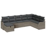 Ensemble de Canapés de Jardin 8 pièces avec Coussins Gris Rattan Poly