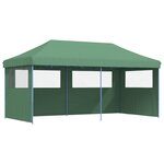 vidaXL Tente de réception pliable escamotable 3 parois latérales vert