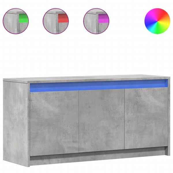 vidaXL Meuble TV avec LED gris béton 100x34x50 cm bois d'ingénierie
