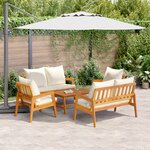 Ensemble Bistro 5 pièces avec coussins en bois d'acacia massif