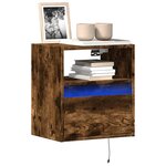 vidaXL Meubles TV muraux et lumières LED 2 Pièces chêne fumé 41x31x45 cm