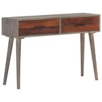vidaXL Table console Gris 110x35x75 cm Bois de manguier massif brut