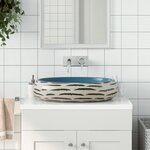 vidaXL Vasque à poser multicolore ovale 59x40x15 cm céramique
